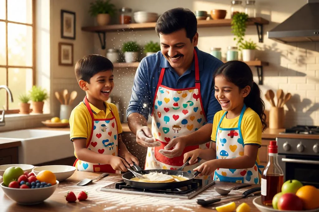 Cozy Father's Day Pancake Breakfast AI Prompt
