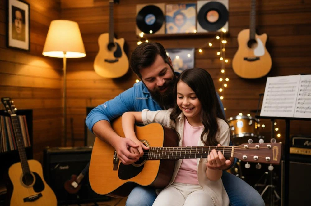Cozy Guitar Learning Family Memories