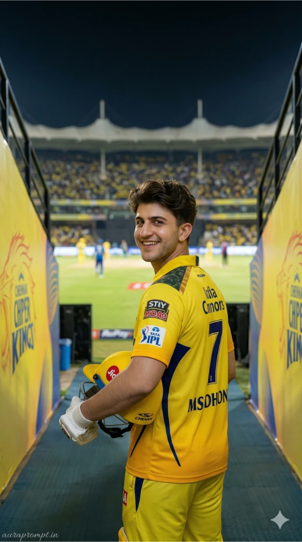 CSK IPL 2026 Ultra-Realistic Stadium Tunnel Portrait