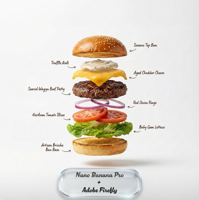 Deconstructed Food Photography with Floating Ingredients & Labels
