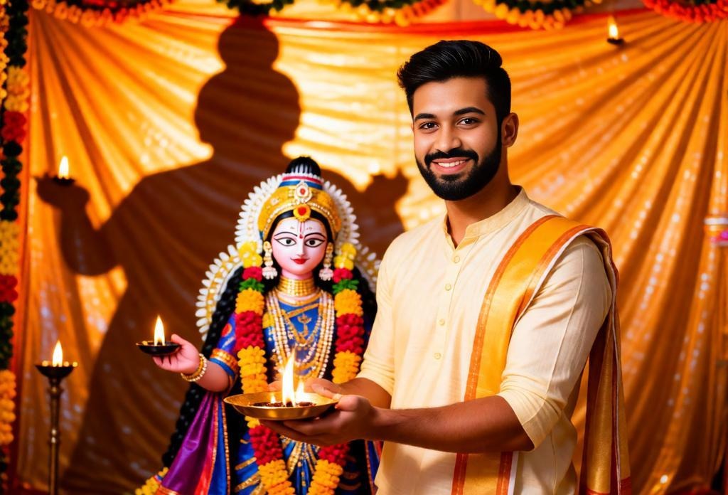 Devotional Navratri Aarti Portrait with Retro Film Look