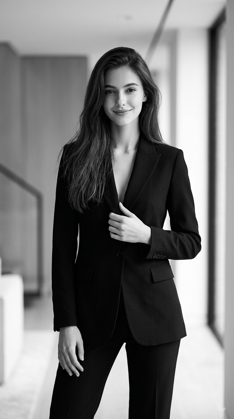 Elegant Black & White Full-Body Portrait Prompt