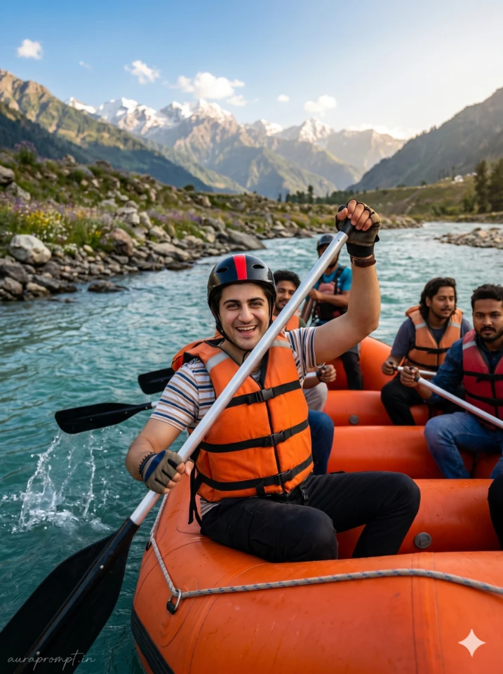 Epic River Rafting Action Photo Prompt with a Group of Friends