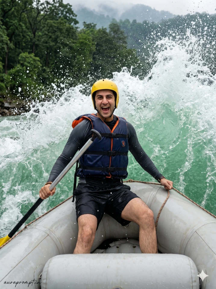 Epic River Rafting Action Portrait Prompt