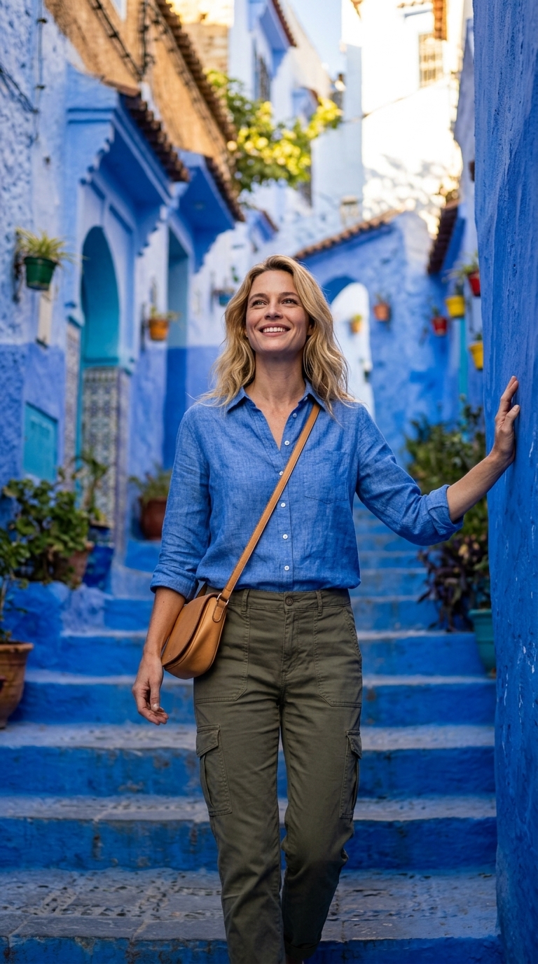 Explore Chefchaouen Blue Streets Photorealistic Portrait