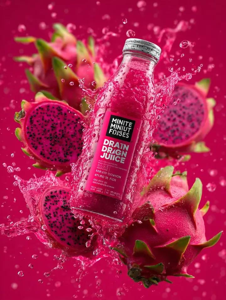 Explosive Dragon Fruit Juice Splash Photography