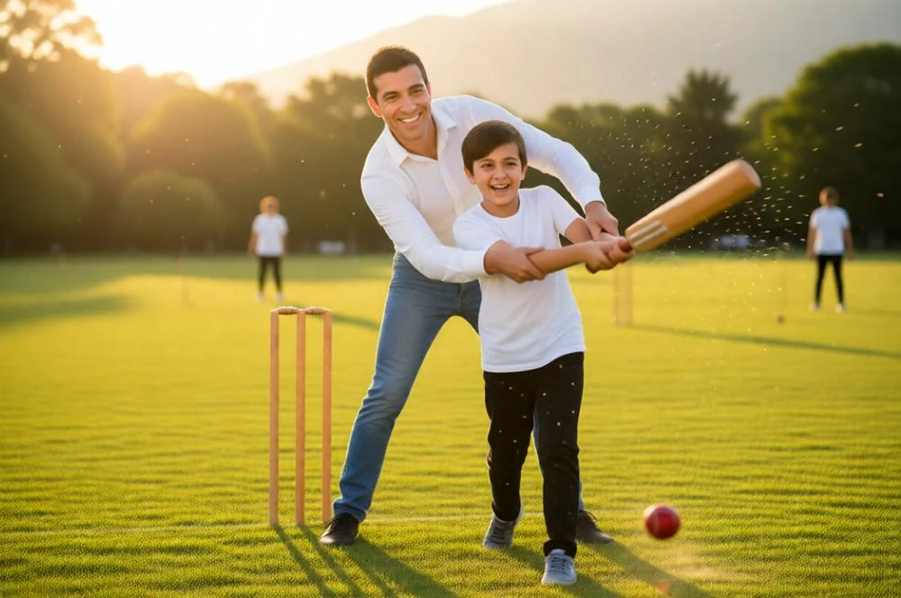 Father & Son Cricket Sunset Photography
