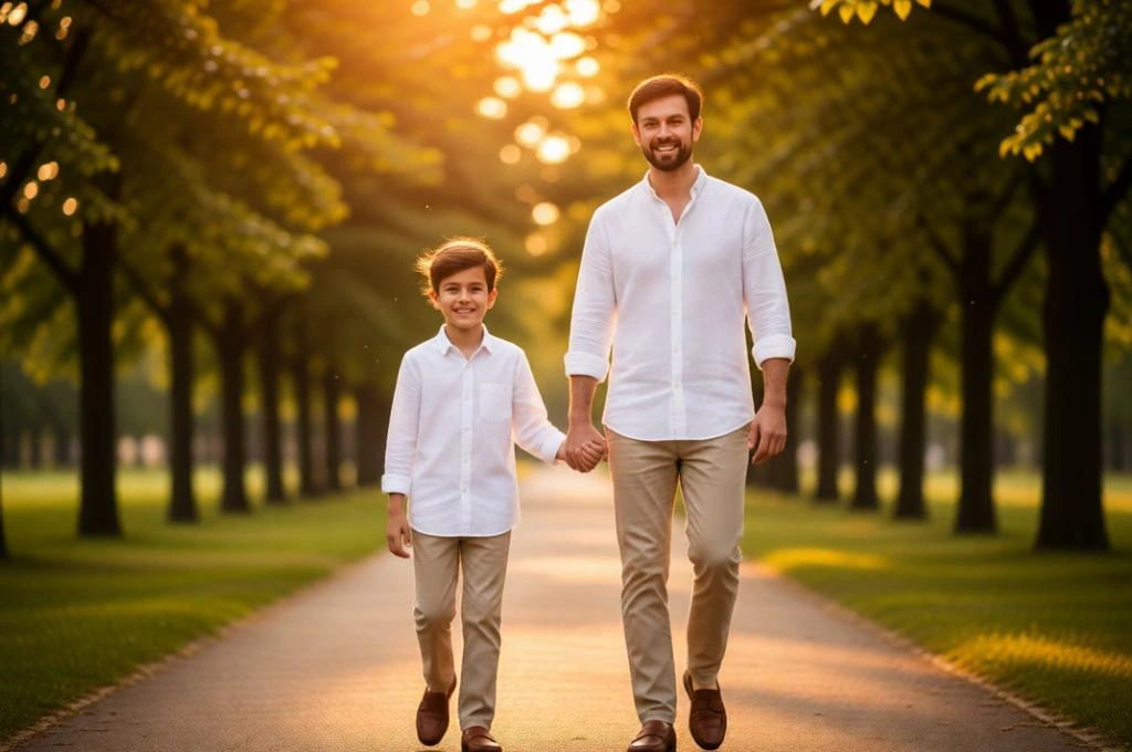 Golden Hour Father & Son Portrait Prompt