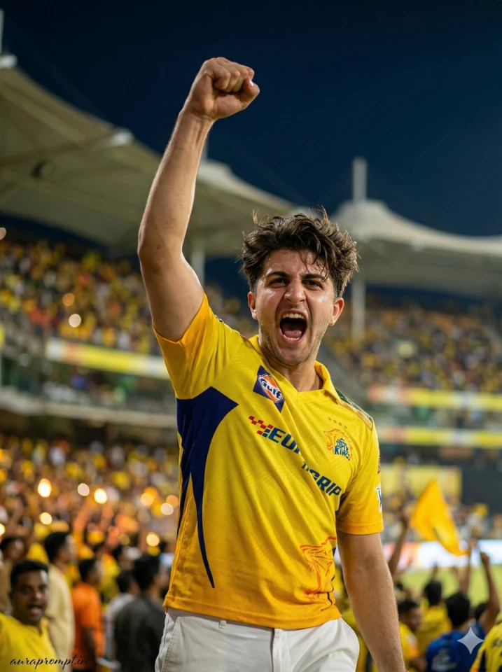 High-Res IPL Action Portrait: Young Indian Boy Celebrating