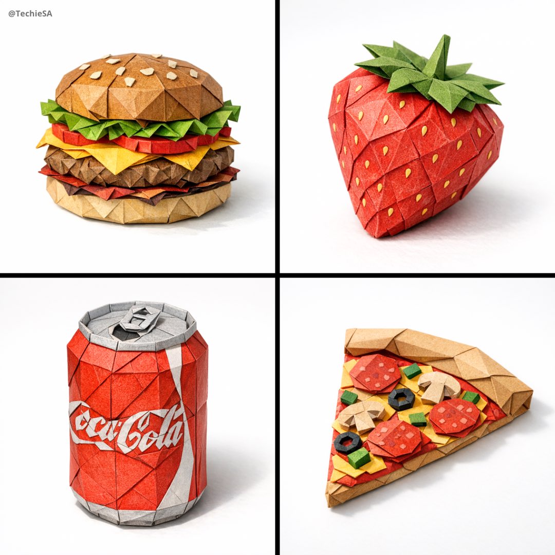 Hyper-Detailed Origami Food Art Photography