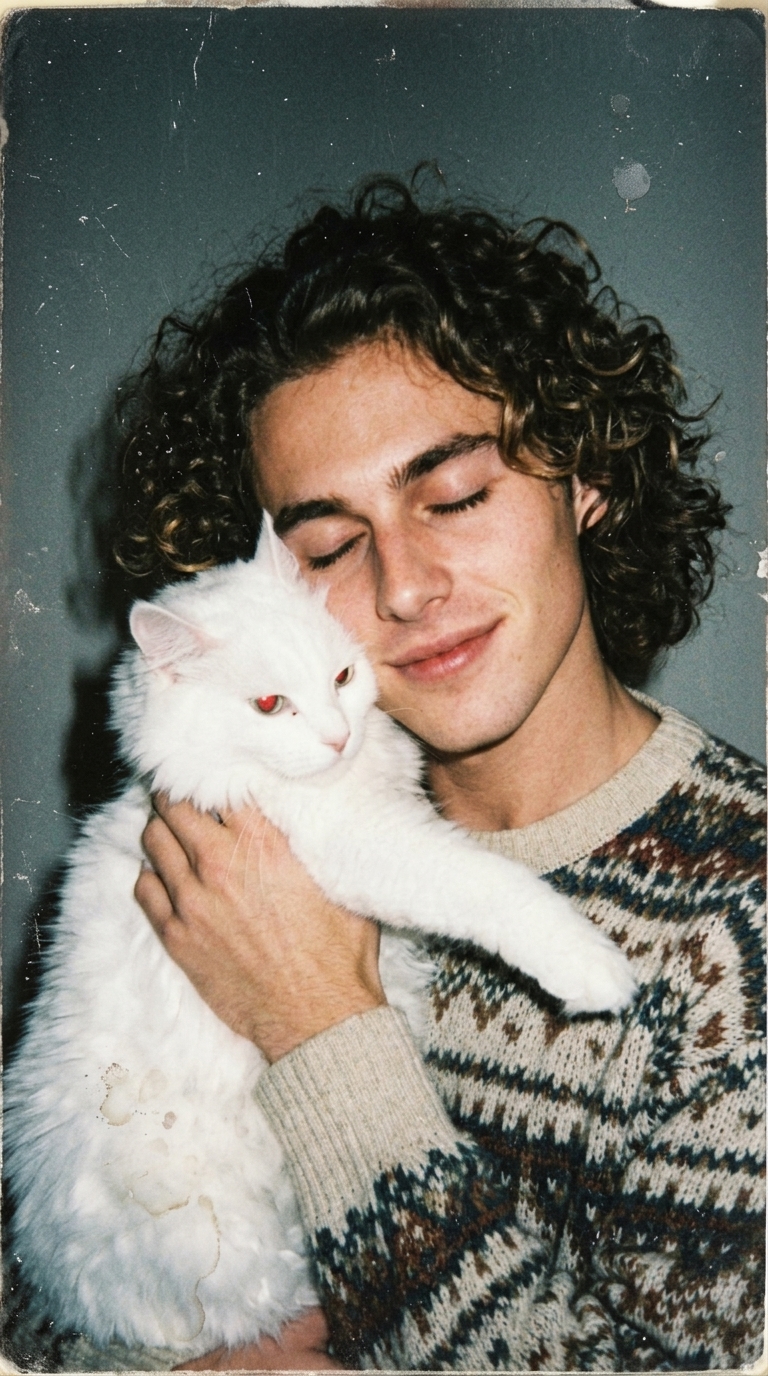 Hyper-Realistic 1980s Vintage Cat Portrait Photo Prompt