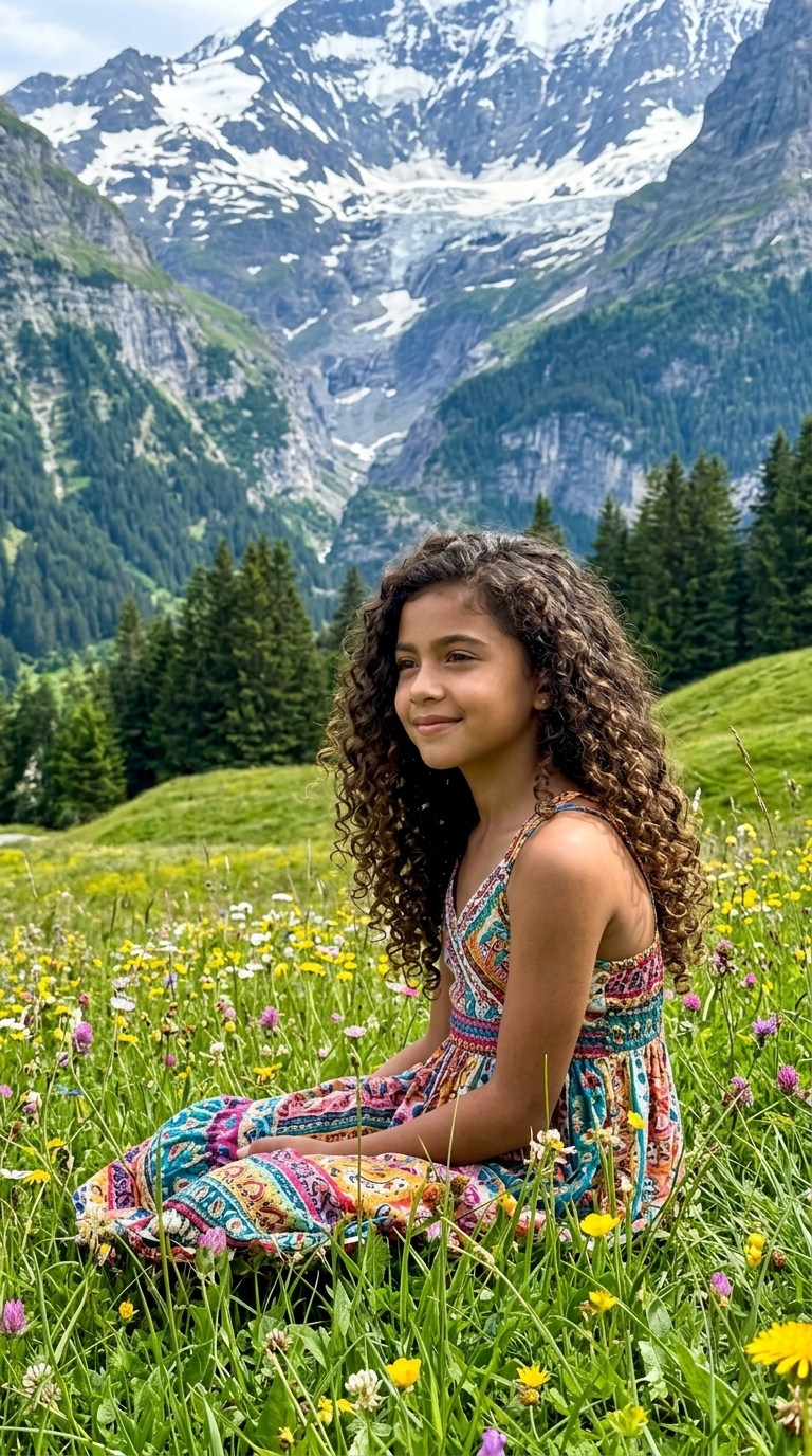 Hyper-Realistic iPhone 15 Pro Alpine Meadow Portrait