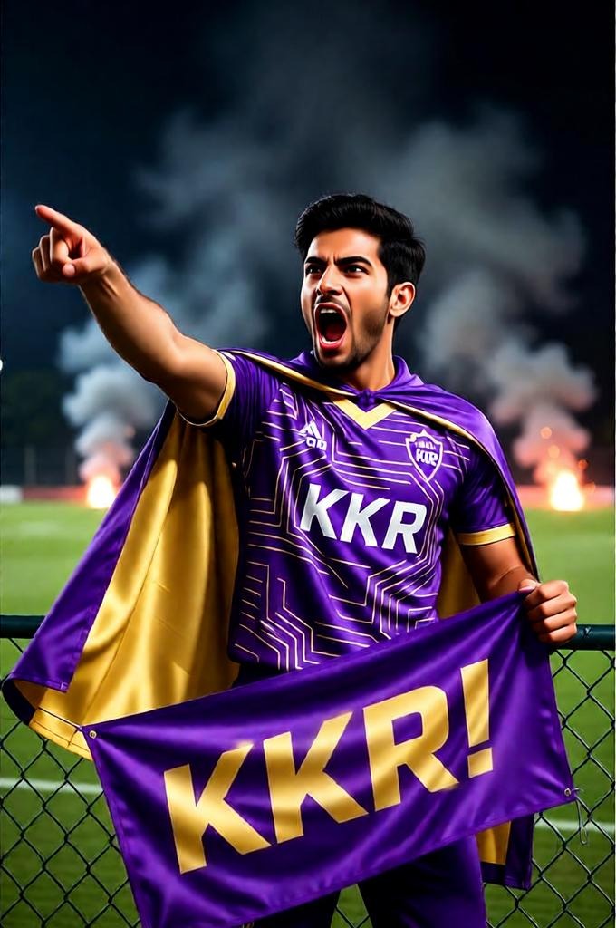 Hyper-Realistic Night Shot of KKR Fan at Eden Gardens