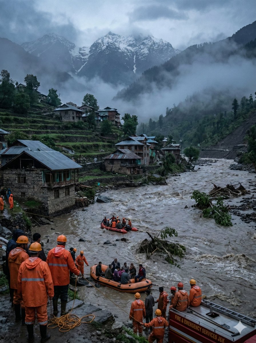 Kashmir Flood Rescue Cinematic AI Image Prompt