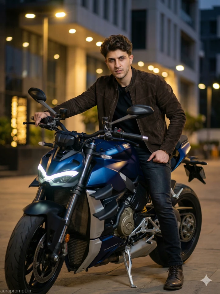 Luxury Night Motorcycle Editorial Shot