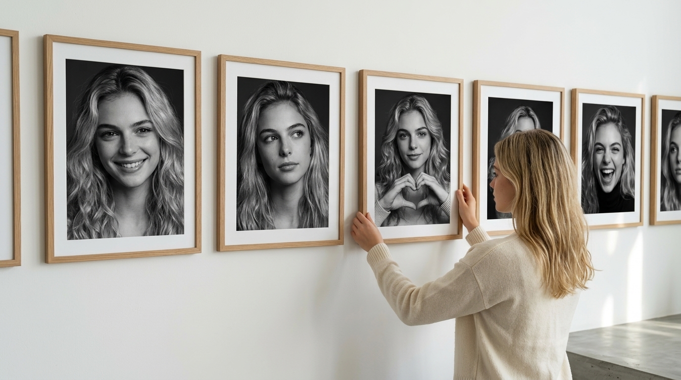 Minimalist Gallery Wall with Black & White Portraits