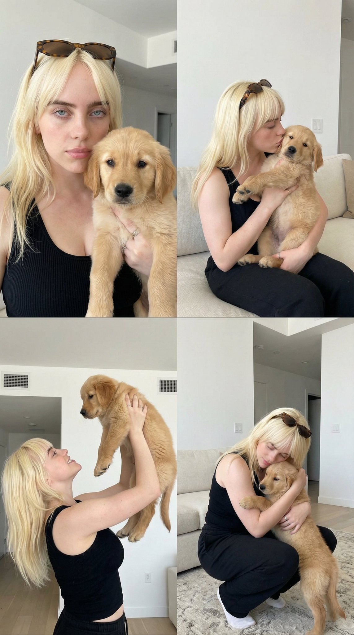 Modern Lifestyle Photo Collage with Young Woman & Golden Retriever