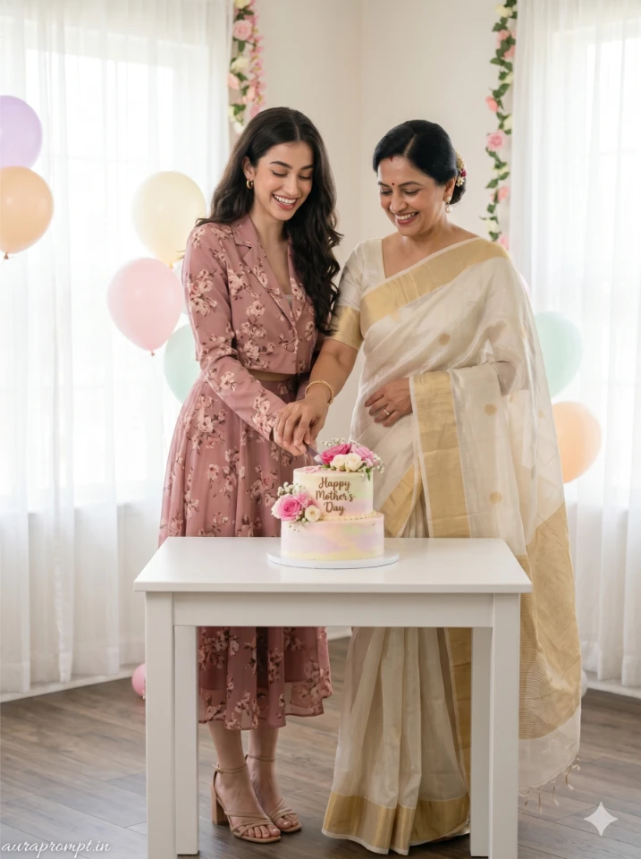 Mother Daughter Mothers Day Cake AI Image Prompt