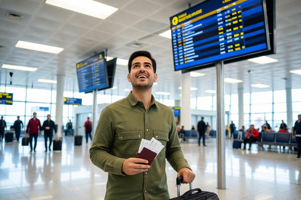 Photorealistic Airport Portrait of a Traveler in 8K