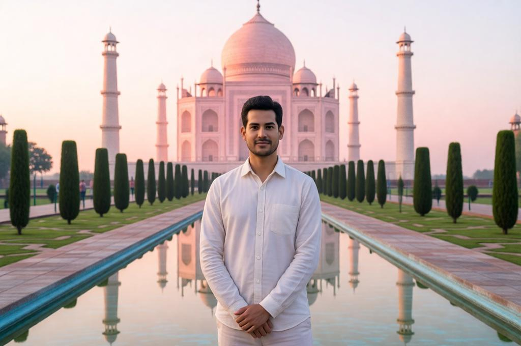 Photorealistic Male Portrait at Taj Mahal