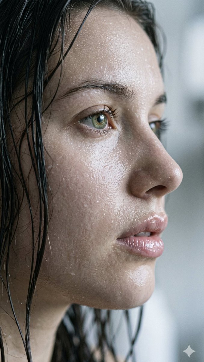 Populate an Extreme Close-up Portrait with Glistening Skin using AI Prompt