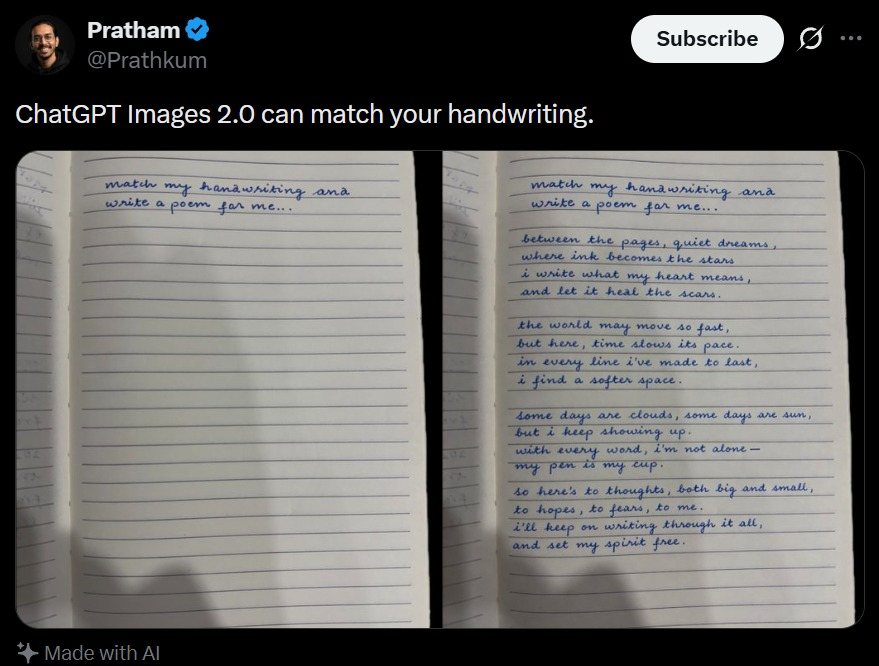 Prompt for High-Quality AI Social Media Screenshot with Handwriting Match
