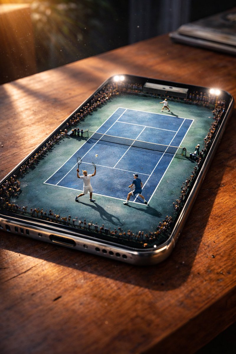 Smartphone Tennis Court Cinematic 8K Ultra Realistic