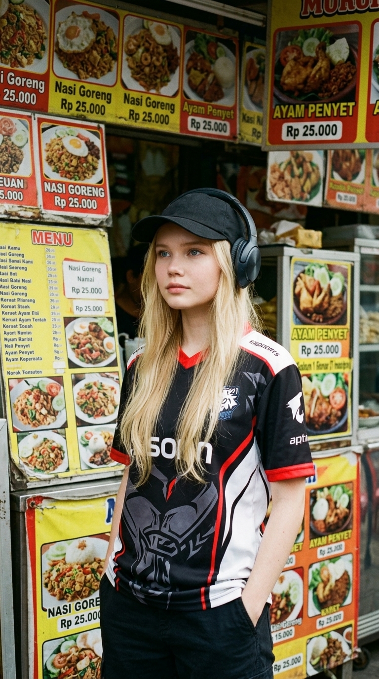 Southeast Asian Street Photo with Esports Attire