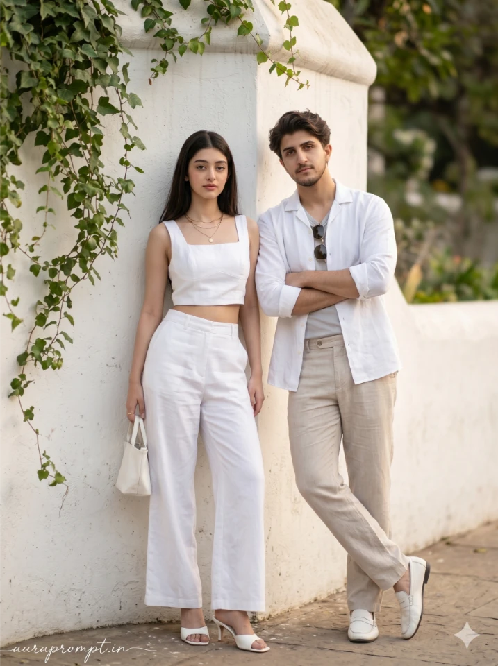 Summer Sibling Editorial Shoot by a Sunlit Wall