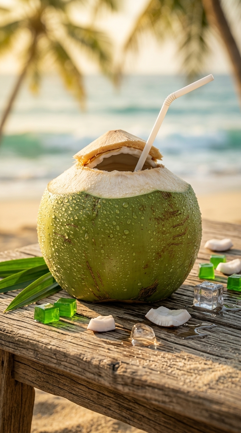 Tropical Beverage Product Shot on Beach