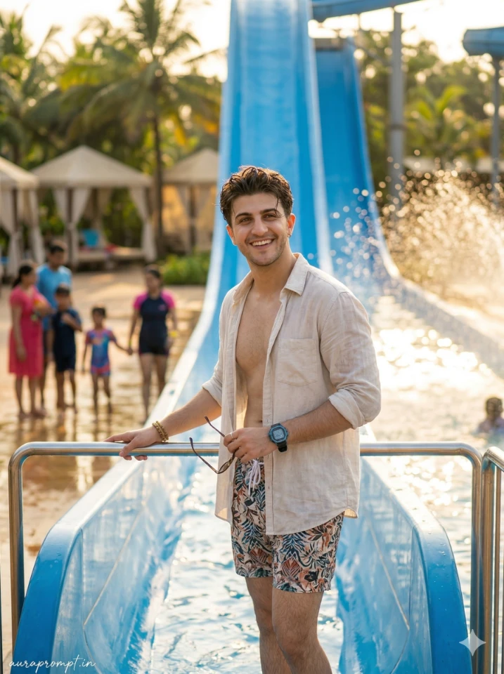Tropical Water Park AI Portrait Prompt 2026