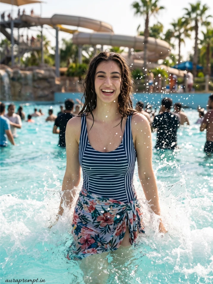 Tropical Waterpark Editorial Swimwear Portrait