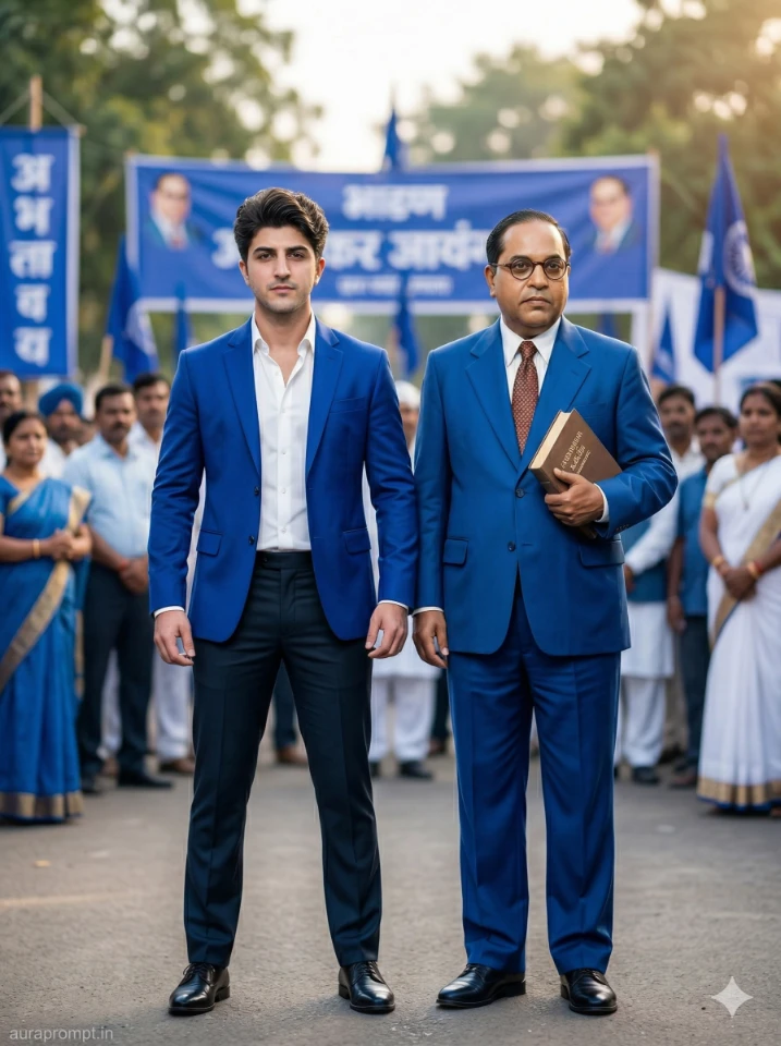 Ultra-Realistic Ambedkar Portrait + Side Character Celebration