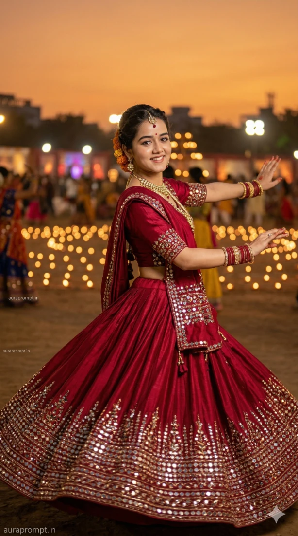 Ultra-Realistic Garba Spin Photo Prompt | 8K DSLR Navratri Look