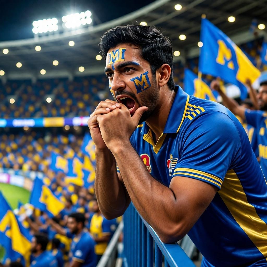 Ultra-Realistic IPL Fan Portrait – Mumbai Indians Night Match