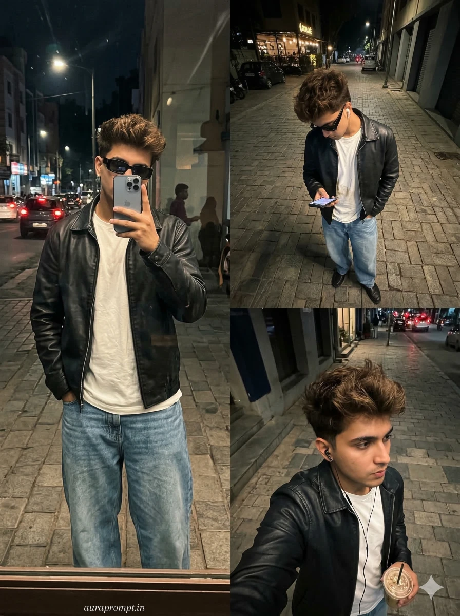 Ultra-Realistic Urban Night Portrait Collage