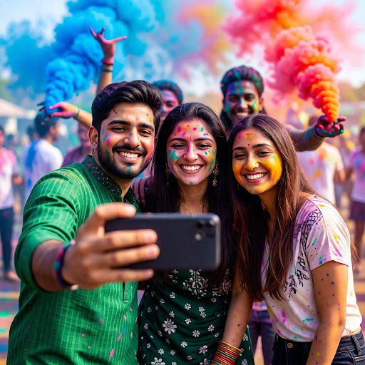 Vibrant Holi Festival Selfie Photo Prompt