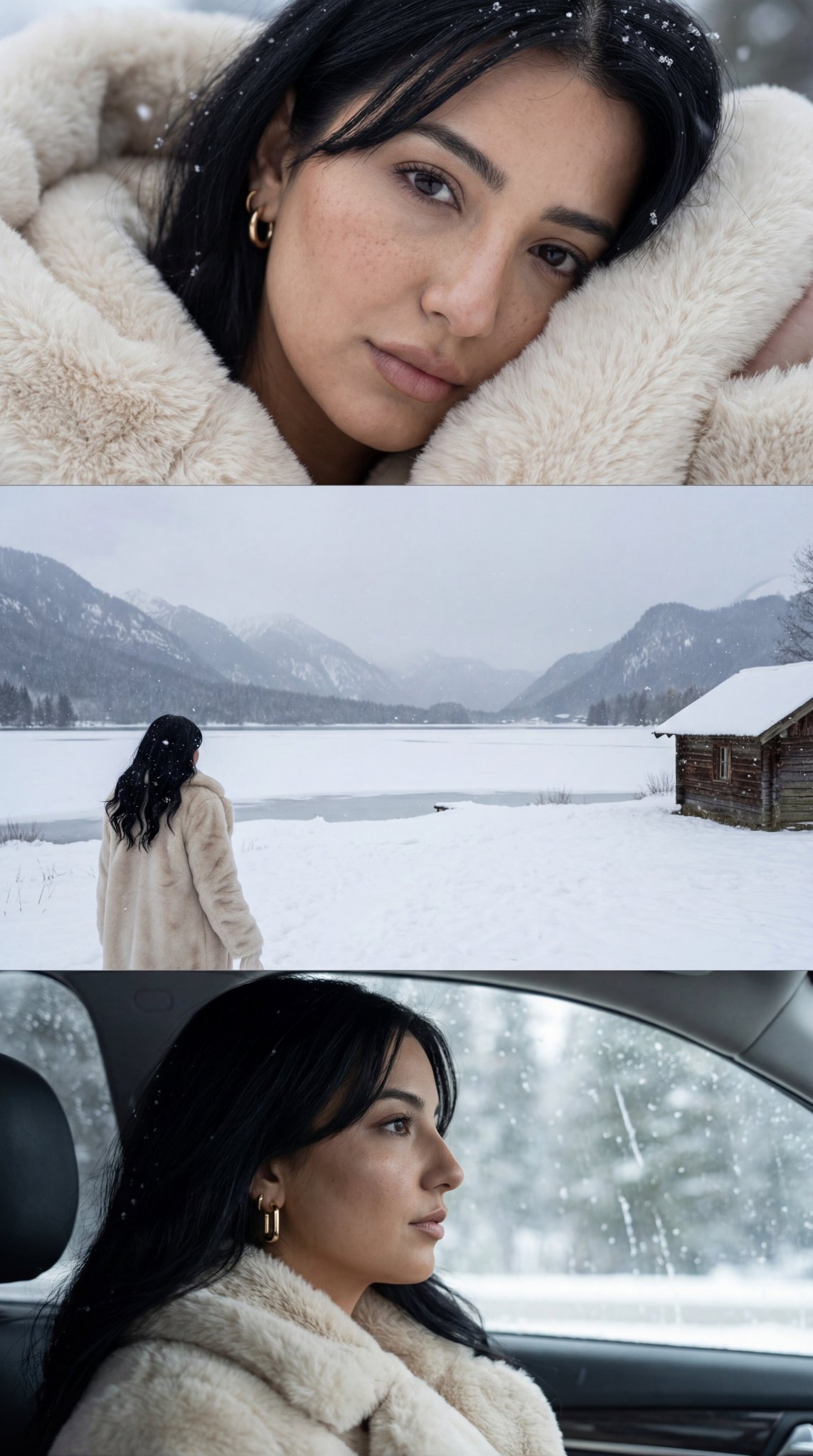 Winter Cinematic Triptych Portrait Prompt
