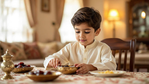 Young Boy Setting Iftar Table – Ramadan Photo Prompt