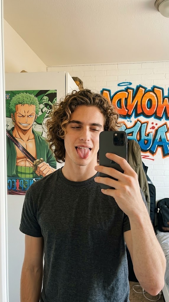 Zoro Graffiti Mirror Selfie with Playful Tongue Out