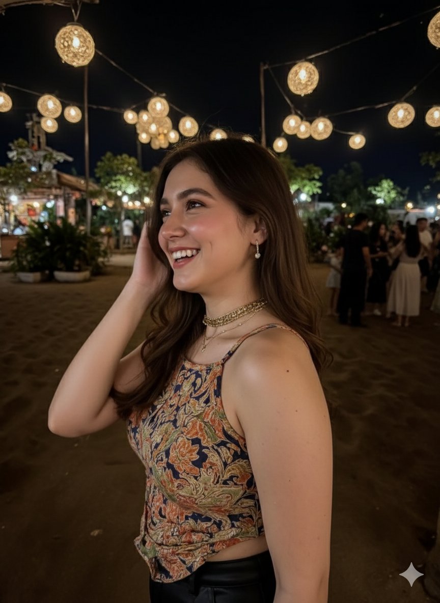 AI Image Generation Prompt for Evening Festival Portraits with Custom Lighting