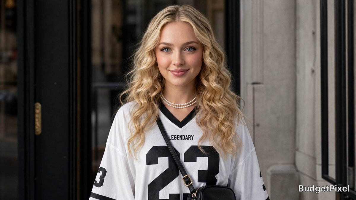 AI Prompt for a Young Blonde Football Jersey Portrait