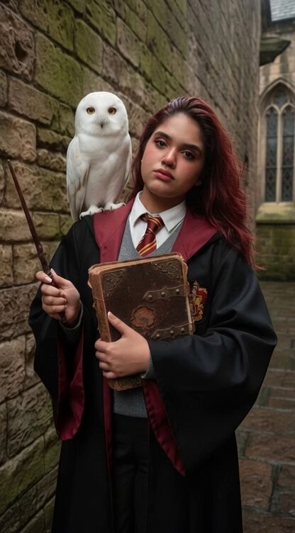 AI Prompt for Hogwarts Portrait with Magic Wand and Owl