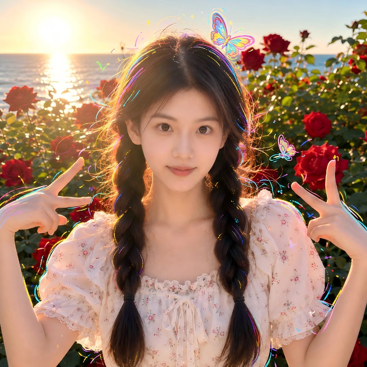 AI Prompt for Romantic Seaside Portrait Photo with Golden Hour