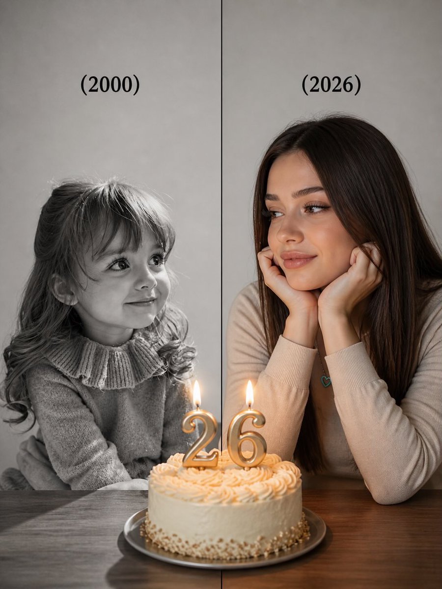 AI Prompt for Split-Screen Birthday Portrait with Vintage Feel