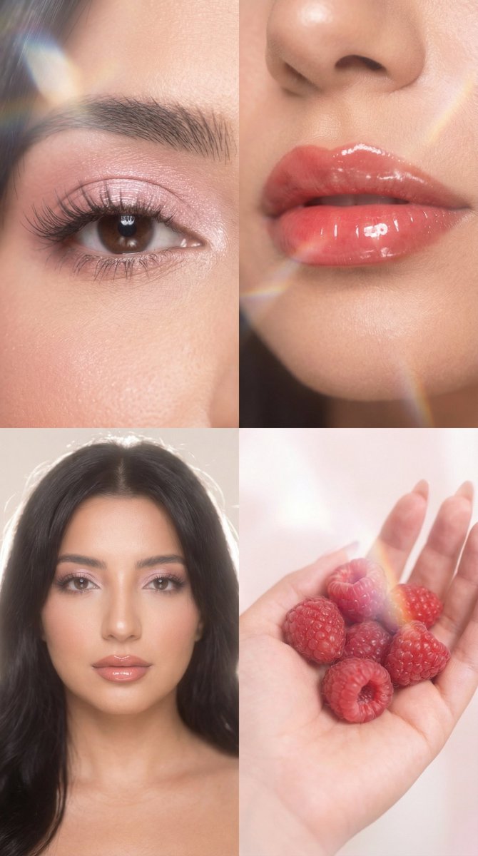 AI Prompt for Strawberry Milk Glass Lens Beauty Quad Portrait