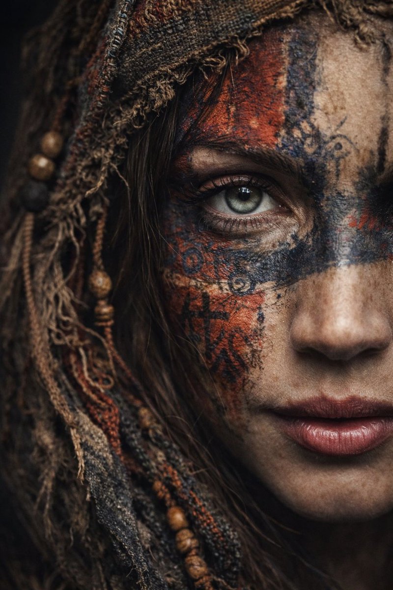 AI Prompt for Ultra-Realistic Tribal Portrait with Extreme Close-Up and Painterly Realism - Generate Cinematic Masterpiece