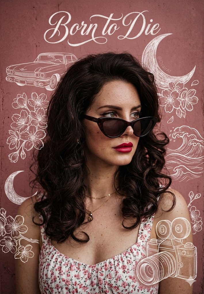 AI Prompt for Vintage Inspired Portrait with Chalk Illustrations