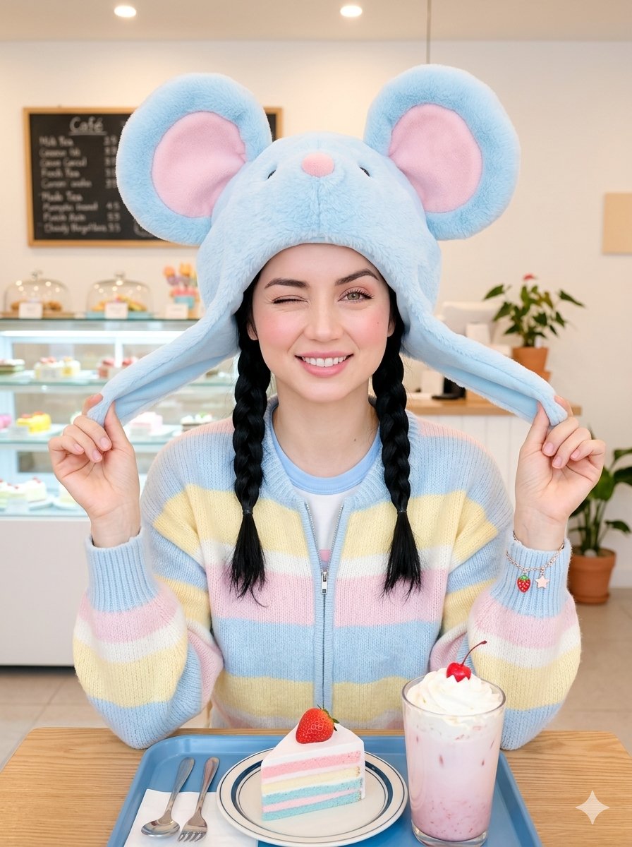 AI Prompt: Create a Charming Kawaii Portrait of a Girl in a Cozy Café Setting