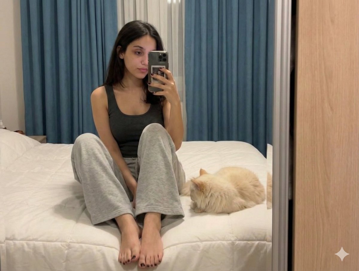 AI Prompt for Candid Mirror Selfie with Cat